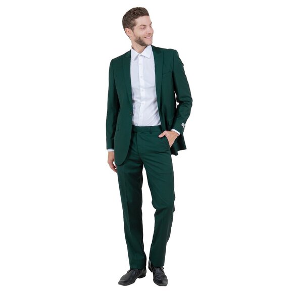 Mens 2-Piece Pick Stitch Suit, Slim-Fit Green - Picture 6 of 7